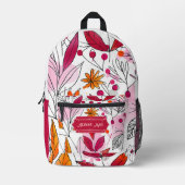 Sac À Dos Imprimé Alyssa Mae Foliage rose et orange (Recto)