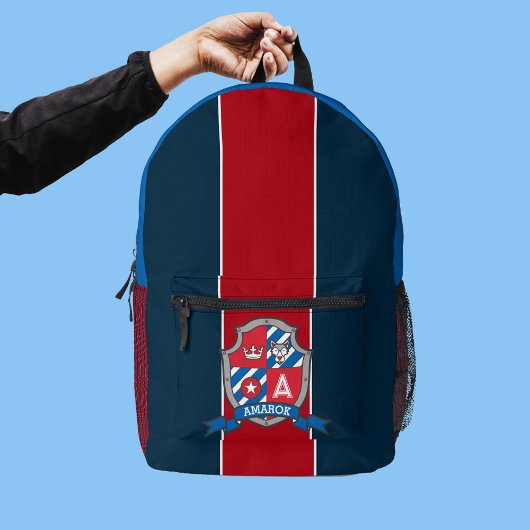 Sac À Dos Imprimé Amarok nom signifiant loup chevalier bleu rouge