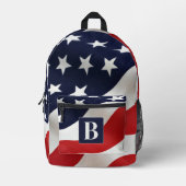 Sac À Dos Imprimé American Flag USA Personnalisé Monogramme Initial (Recto)