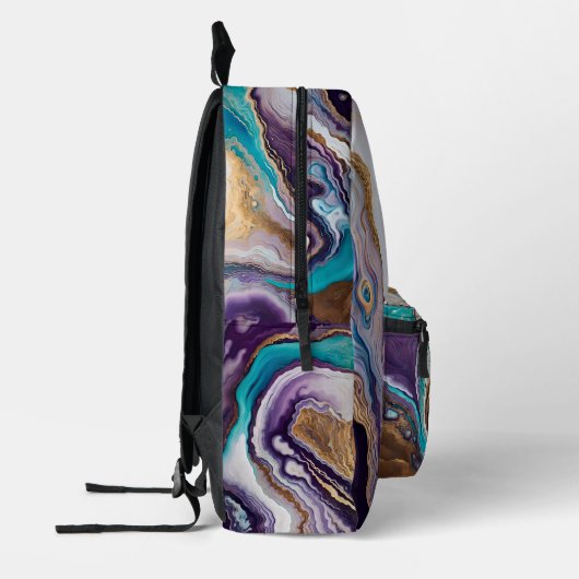 Sac À Dos Imprimé Améthyste et Turquoise Abstrait (Gauche)