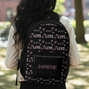 Sac À Dos Imprimé Amour XOXO Motif Cœur Noir Saint-Valentin