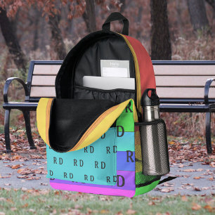 Sac À Dos Imprimé Amusant, brillant Monogramme Arc-en-ciel Couleur B