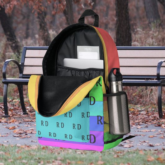 Sac À Dos Imprimé Amusant, brillant Monogramme Arc-en-ciel Couleur B