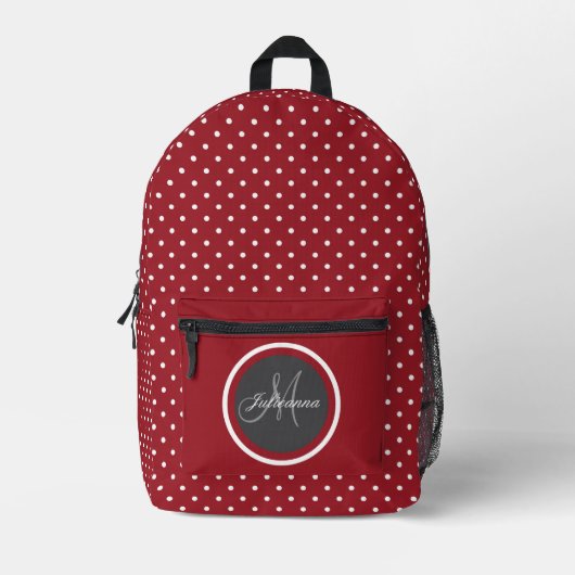 Sac À Dos Imprimé Amusant Rouge Foncé avec des Points Blancs - Perso (Recto)