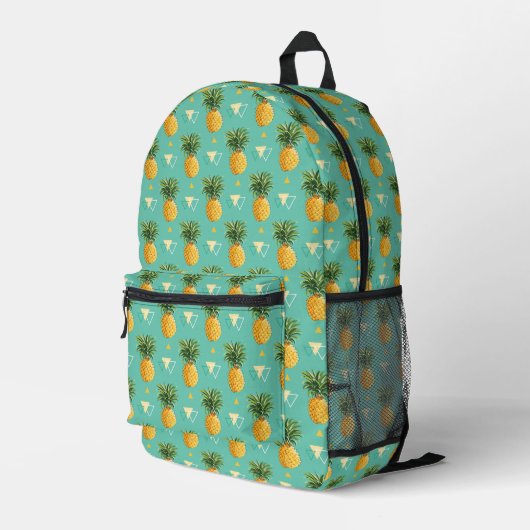 Sac À Dos Imprimé Ananas Lumineux Sur Motif Géométrique (Coin arrière droit)