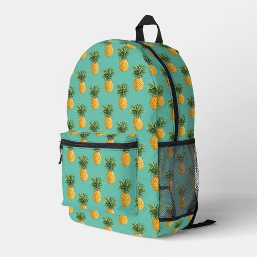 Sac À Dos Imprimé Ananas Tropical Sur Turquoise (Coin arrière droit)