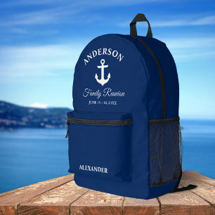 Sac À Dos Imprimé Ancre nautique Famille Réunion Marine Bleu