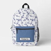 Sac À Dos Imprimé Ancres bleues et blanches (Recto)