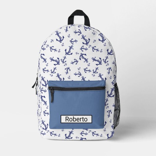 Sac À Dos Imprimé Ancres bleues et blanches (Recto)