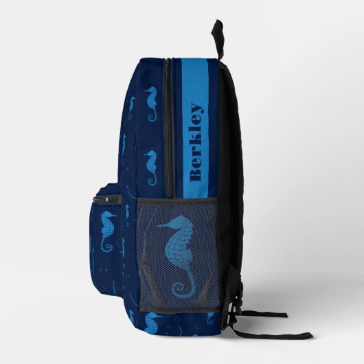 Sac À Dos Imprimé Animal Sea Life Dark Blue Seahorse Nom (Droite)