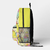 Sac À Dos Imprimé Animaux Mignons Monogramme Jaune Nom (Droite)