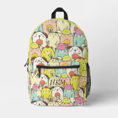 Sac À Dos Imprimé Animaux Mignons Monogramme Jaune Nom (Recto)