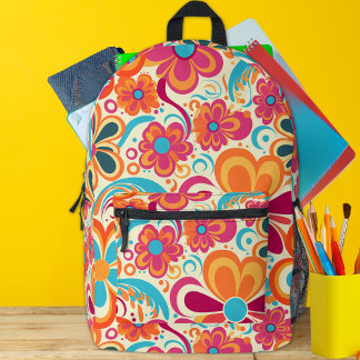 Sac À Dos Imprimé Années 1960 1970 Délire Coloré Flower Power