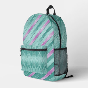 SAC À DOS IMPRIMÉ AQUA & PURPLE SHIMMER LOOK CHEVRON LOOK & STRIPES