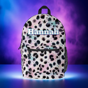 Sac À Dos Imprimé Aquarelle Abstraite Pink Black Spot personnalisé