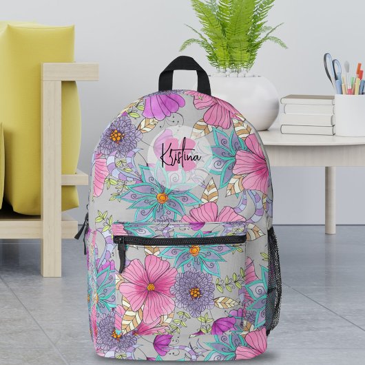 Sac À Dos Imprimé Aquarelle artistique dynamique et fleurs d'encre n