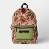 Sac À Dos Imprimé Aquarelle Automne Florale (Recto)