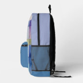 Sac À Dos Imprimé Aquarelle bleu et violet plaid (Droite)