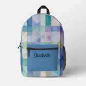 Sac À Dos Imprimé Aquarelle bleu et violet plaid (Recto)