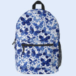Sac À Dos Imprimé Aquarelle bleu papillon<br><div class="desc">Motif papillon bleu et blanc indigo marine. Art original de Nic Squirrell.</div>