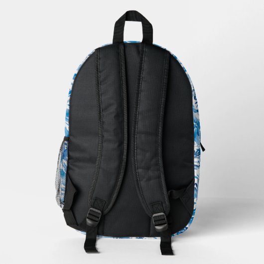 Sac À Dos Imprimé Aquarelle bleue et blanche Abstraite (Verso)