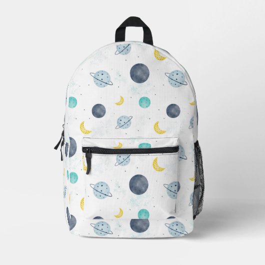 Sac À Dos Imprimé Aquarelle Blue Space Planet Motif (Recto)