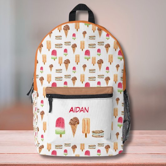 Sac À Dos Imprimé Aquarelle Crème glacée & Popsicles Personnalisé