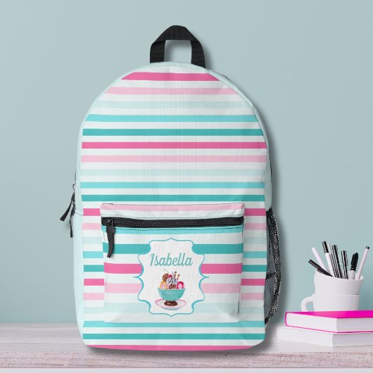 Sac À Dos Imprimé Aquarelle Crème glacée Sundae Personnalisé