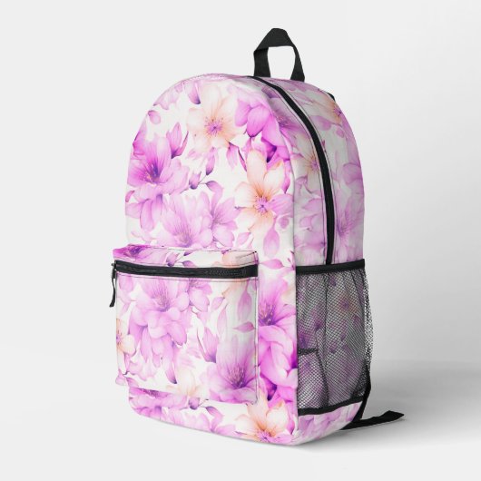 Sac À Dos Imprimé Aquarelle délicate Fleurs roses (Coin arrière droit)