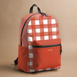 Sac À Dos Imprimé Aquarelle En vichy rouge Nom personnalisé Initiale<br><div class="desc">Aquarelle rouge en vichy sac à dos imprimé motif avec personnalisation en option.</div>