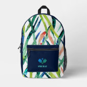 Sac À Dos Imprimé Aquarelle Feuilles Moderne Monogramme Pickleball (Recto)