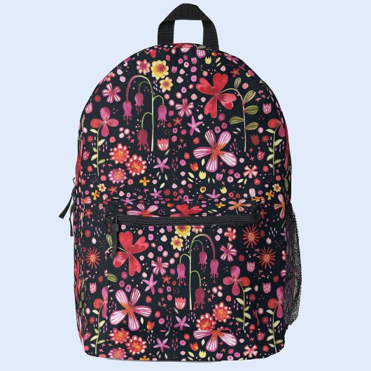 Sac À Dos Imprimé Aquarelle Fleur sauvage foncé
