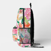 Sac À Dos Imprimé Aquarelle fleurie bohème rose poumon (Droite)