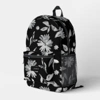Aquarelle fleurs noir et blanc motif floral