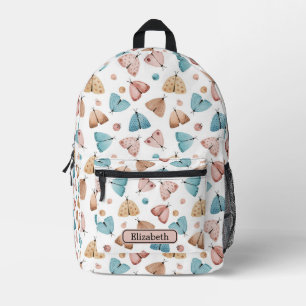 Sac À Dos Imprimé Aquarelle Girl Boho Blue Butterfly Moth Monogramme