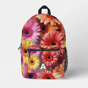 Sac À Dos Imprimé Aquarelle initiale personnalisée Fleurs Gerbera