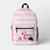 Sac À Dos Imprimé Aquarelle mignonne Flamant rose Monogramme Bande r (Recto)