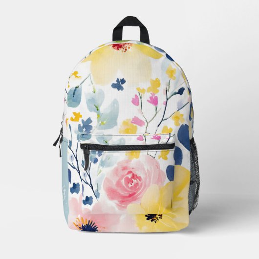 Sac À Dos Imprimé Aquarelle moderne Floral Monogramme (Recto)