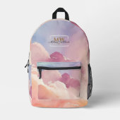 Sac À Dos Imprimé Aquarelle Nuages Noir Or Monogramme Nom Script (Recto)