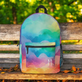 Sac À Dos Imprimé Aquarelle Pastel Arc-en-ciel nuages Monogramme