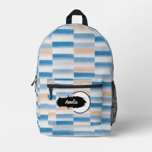 Sac À Dos Imprimé Aquarelle personnalisée couleur bleue coupée en po