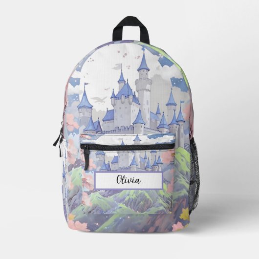 Sac À Dos Imprimé Aquarelle personnalisée Pastel Fairytale Castle (Recto)