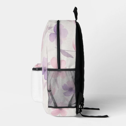 Sac À Dos Imprimé Aquarelle rose et violet personnalisée Bac floral (Droite)