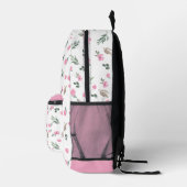 Sac À Dos Imprimé Aquarelle rustique Fleurs roses Nom personnalisé (Droite)