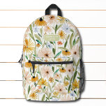 Sac À Dos Imprimé Aquarelle rustique Fleurs sauvages Nom personnalis<br><div class="desc">Rustique Aquarelle Fleurs sauvages Nom personnalisé Le sac à dos comporte un motif floral moderne aquarelle en orange,  rose,  bleu et vert avec votre nom personnalisé,  monogramme ou texte. Parfait pour l'école,  le sport,  la salle de sport,  les voyages et plus encore. Conçu par ©Evco Studio www.zazzle.com/store/evcostudio</div>