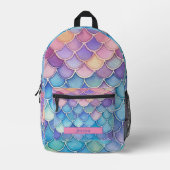 Sac À Dos Imprimé Aquarelle tendance Pastel Mermaid Scale (Recto)