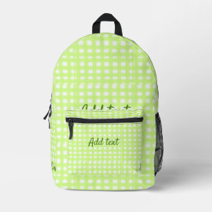 Sac À Dos Imprimé Aquarelle vert plaid ginham personnalisé ajouter t