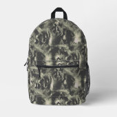 Sac À Dos Imprimé Arbre racine bois texture Camo noir et gris (Recto)