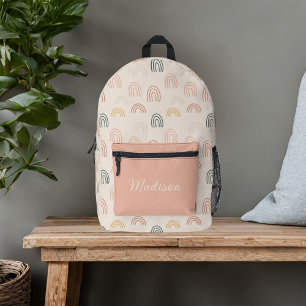 Sac À Dos Imprimé Arc-en-ciel Neutre Bohème Nom Personnalisé