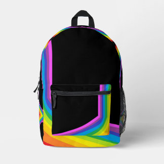 Sac à dos imprimé arc-en-ciel noir Grand sac à dos